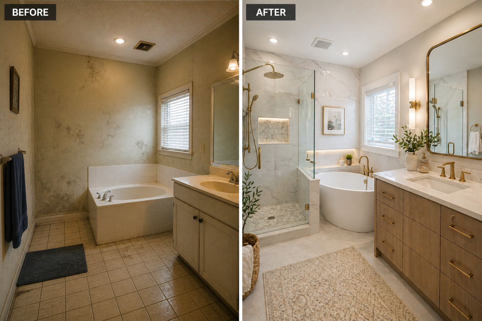 Bathroom renovation before and after