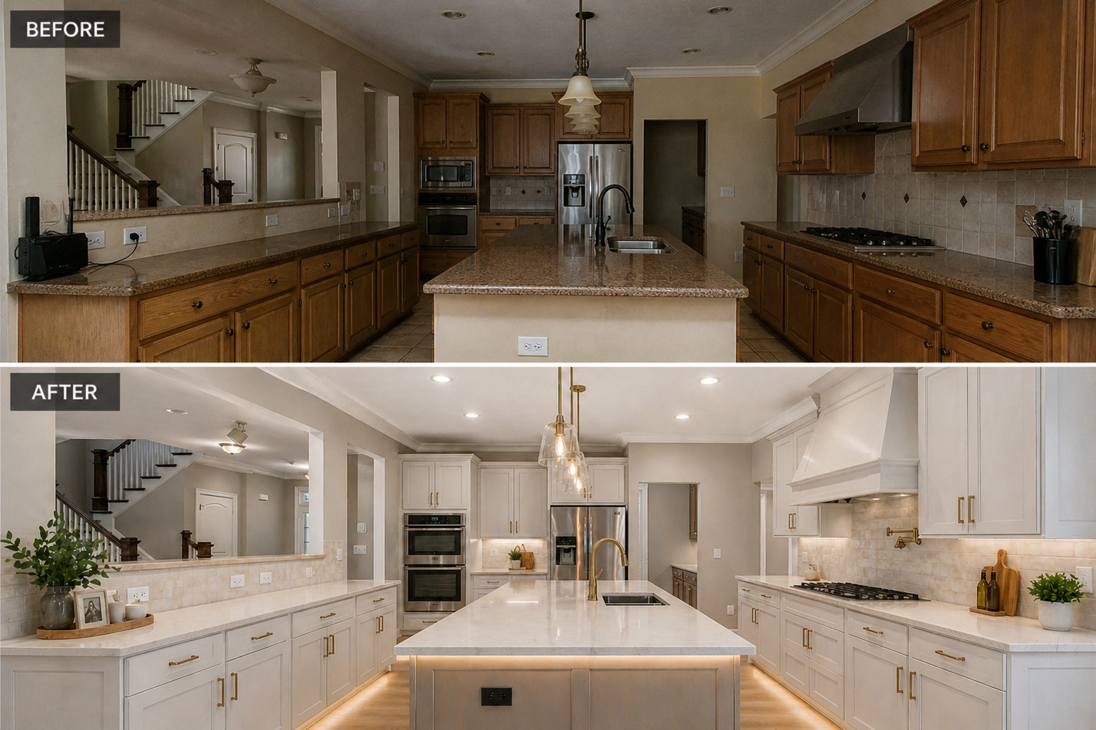Kitchen renovation before and after