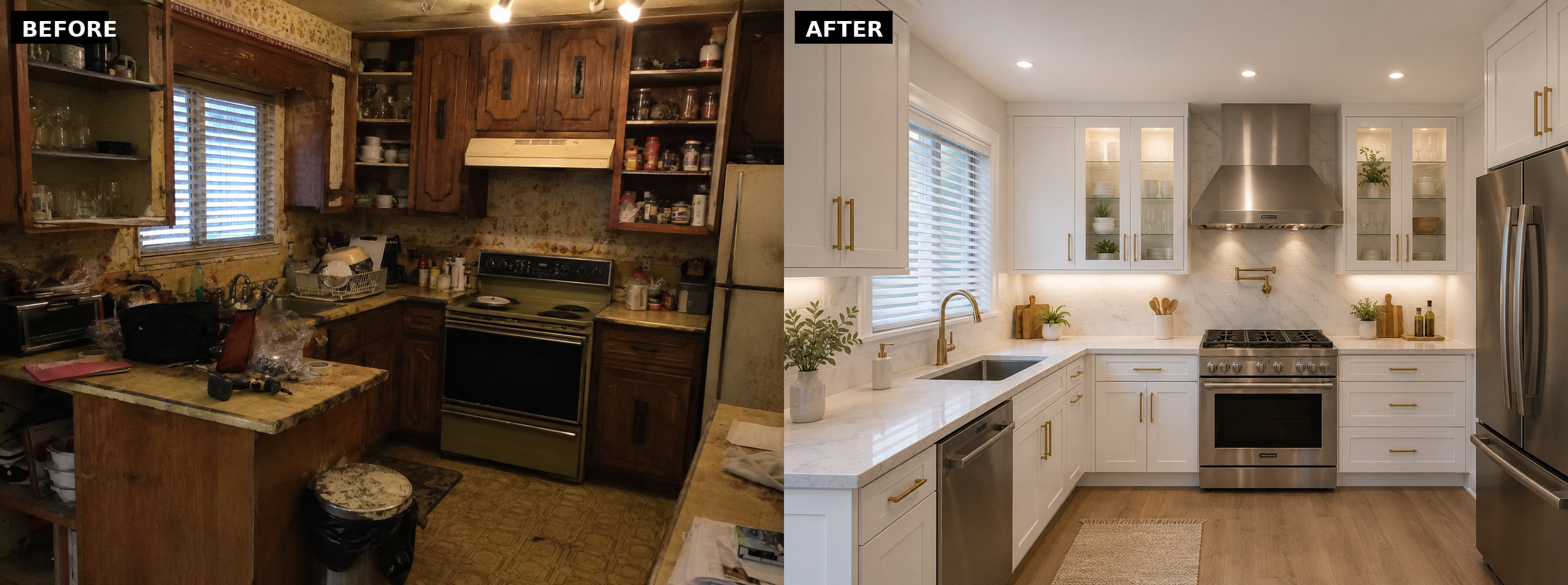 Kitchen renovation before and after