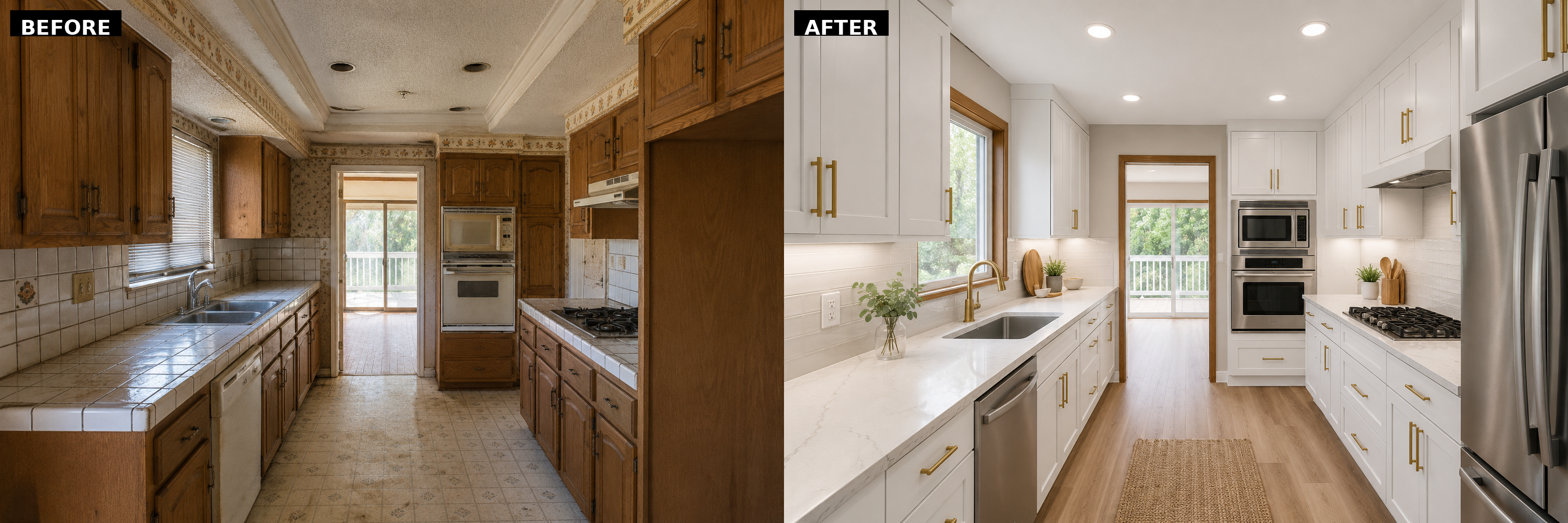 Kitchen renovation before and after
